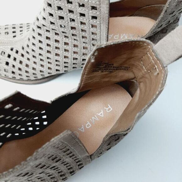 RAMPAGE / Obie Taupe Perforated Geo Slip-On Ankle Boots Booties Beige Tan Sz 10 - Picture 11 of 13